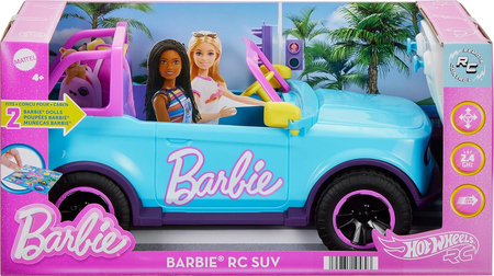 Barbie, Hot Wheels RC, Zdalnie sterowany samochód Barbie, mieści 2 lalki, zasięg do 30 metrów
