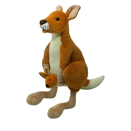 ZWIERZAKI: Maskotka pluszowy kangur z dzieckiem, 31 cm, AB