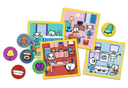 Trefl, Kicia Kocia, gra edukacyjna Kicia Kocia Mój dom, dziecko poznaje przedmioty, dla małych graczy w wieku 2-3 latka