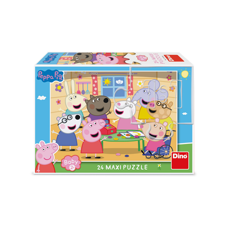 Dino Toys, Świnka Peppa, puzzle maxi 24 el. Wizyta w sklepie, dla najmłodszych dzieci