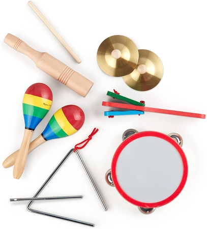 Melissa & Doug, instrumenty muzyczne zabawkowe dla dzieci, zespół w pudełku, 10 elementów