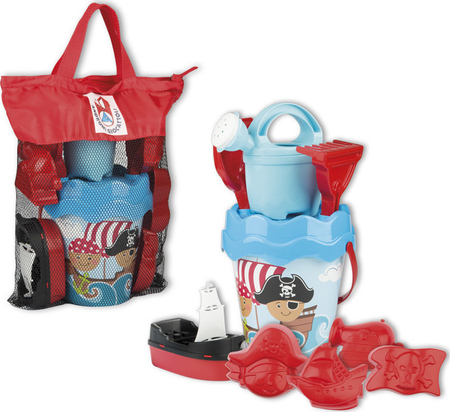 Androni, włoskie zabawki, Foremki do piasku Zestaw pirata 17, dla chłopca i dziewczynki, na plażę i do piaskownicy, kolorowe, wytrzymały plastik