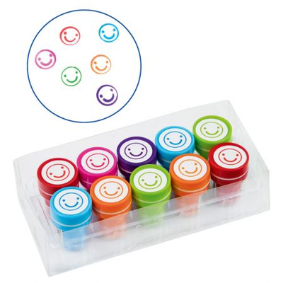 Stempelki Uśmiechnięte Buźki od Fiorello, Zestaw pieczątek dla dzieci - Emotki - 10 sztuk