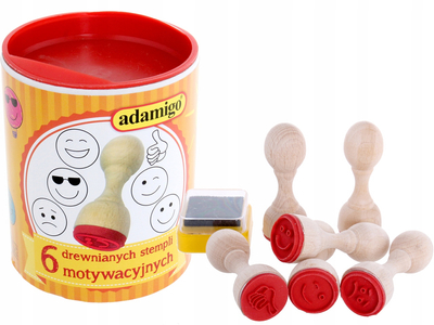 Pieczątki dla dzieci - 6 drewnianych stempli motywacyjnych