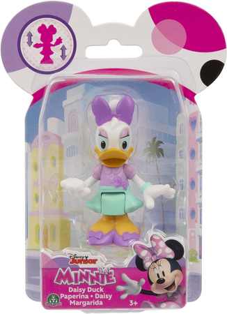 Disney Junior, Myszka Minnie, Figurka Daisy, 7 cm, przyjaciółka myszki Mini, można poruszać rączkami, oryginalna zabawka, dla dziewczynek w wieku 3 lata+