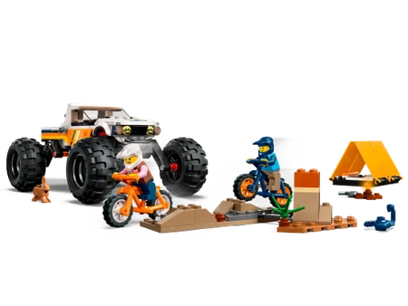 Klocki Lego City 60387 Przygody samochodem terenowym z napędem 4x4, 252 el., samochód, 2 figurki, namiot, fajny prezent dla chłopca, zabawka dla sześciolatków i starszych