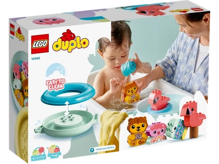 Klocki Lego Duplo 10966 Zabawa w kąpieli: pływająca wyspa ze zwierzątkami, 20 elementów, oryginalne klocki, kolorowe elementy, idealne do zabawy w wodzie dla dzieci 1+