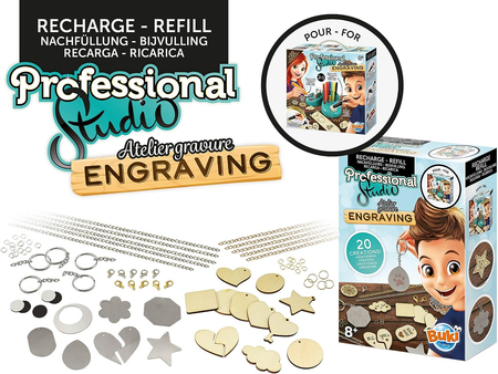 Buki France 5434, Wkłady uzupełniające do zestawu Studio Grawerowania 5427, elementy metalowe i drewniane, seria Professional Studio, wiek dziecka 8+