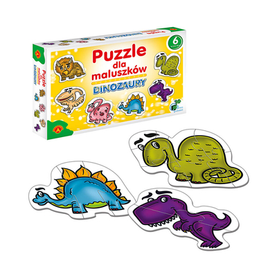 Duże puzzle dla maluszków z dinozaurami, 6 układanek