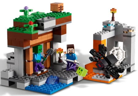 Klocki Lego Minecraft 21166 Opuszczona kopalnia, 248 el., figurki Steve, zombie, pająk, zestaw, oryginalne klocki z gry, wiek dziecka 7+