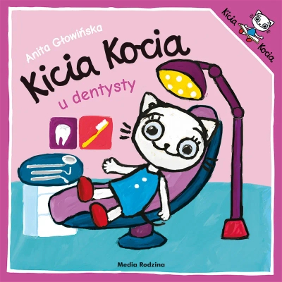 Kicia Kocia, książeczka opowiadanie dla dzieci: Kicia Kocia u dentysty, aut. A. Głowińska, miękka okładka, format 19 x 19 cm, 24 str.