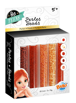 Buki France Be Teens, Tuba z perełkami, Czerwone koraliki, PE004, zestaw dla dziewczynki 5+
