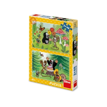 Dino Toys, Krecik, Puzzle dla dzieci Krecik i Myszka w ogrodzie, 2 x 48 el.