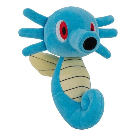 Pokemon, Maskotka pluszowa żółto niebieski Horsea, 20 cm, konik morski, pluszak licencyjny i oryginalny, miły materiał, dla fanów w wieku 2 lata+