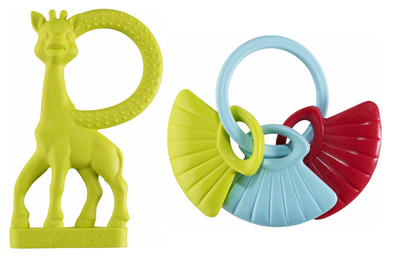 Zabawka dla Niemowląt Żyrafa Sophie 2 w 1 – Gryzak i 3 Kolorowe Gryzaki, Bezpieczne Materiały (0+)