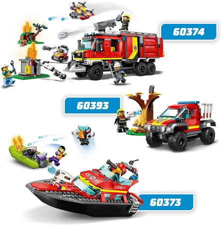 Klocki LEGO 60393, Samochód strażacki 4x4 i figurka, Misja ratunkowa, 97 elementów, wysoka jakość, dla dzieci w wieku 5+, idealne na prezent