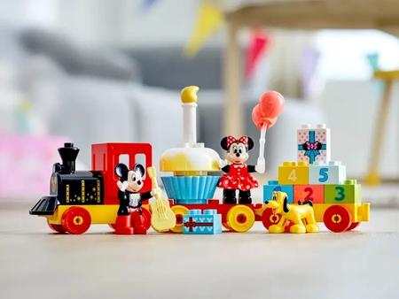 Klocki Lego Duplo 10941 Urodzinowy pociąg myszek Miki i Minnie, seria Disney, 22 elementy, idealny prezent dla dzieci 2+