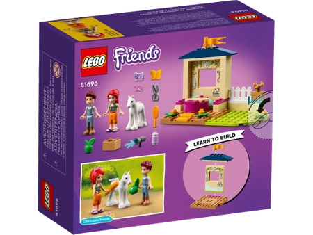 Klocki Lego Friends 41696 Kąpiel dla kucyków w stajni, 60 elementów w tym 2 figurki Mia i Daniel, figurka konika, fajny pomysł na prezent dla dziewczynki w wieku już 4 lata+