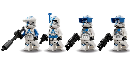 Klocki Lego Star Wars 75345 Zestaw bitewny – żołnierze-klony z 501 legionu, 119 elementów, 4 mini figurki, działo, super prezent dla miłośników Gwiezdnych Wojen, oryginalne klocki Lego, wiek dziecka 6+