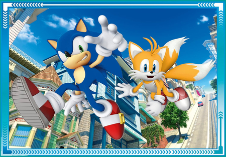 Sonic the Hedgehog, Puzzle 4-w-1, cztery układanki 12-16-20-24 el. Clementoni, obrazki 19 x 14 cm