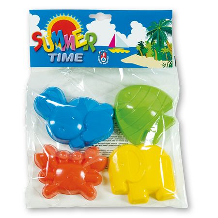 Androni, Włoskie zabawki do piaskownicy - Foremki - Zwierzątka - 4 szt., wzór 51,  bezpieczny dla dzieci plastik, kolorowe foremki