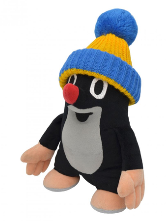 Krecik i Przyjaciele, Maskotka pluszowa Krecik w niebiesko-żółtej czapeczce, wys. ok. 24 cm, plusz najwyższej jakości, klasyczny czeski krecik, oryginalny, idealny prezent, zdejmowana czapeczka, wiek dziecka 0+