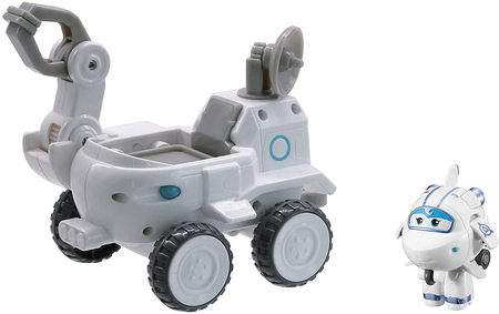 Super Wings, Figurka biały samolocik Astra i pojazd księżycowy, oryginalna zabawka z bajki, dla dzieci w wieku 3+