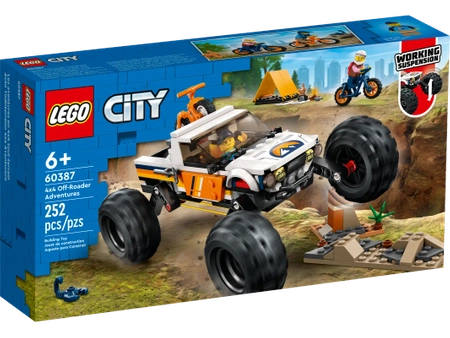 Klocki Lego City 60387 Przygody samochodem terenowym z napędem 4x4, 252 el., samochód, 2 figurki, namiot, fajny prezent dla chłopca, zabawka dla sześciolatków i starszych