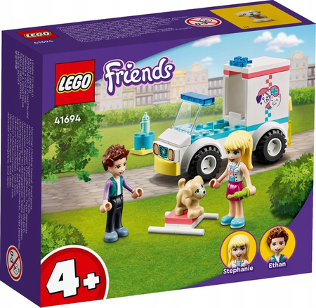 Klocki LEGO Friends 41694, Karetka kliniki dla zwierzątek i 3 mini figurki, 54 elementy