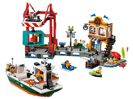 Klocki Lego City 60422 Nadmorski port ze statkiem towarowym, 1226 elementów, oryginalne klocki Lego, idealne jako prezent