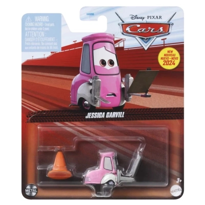 Disney Pixar, Auta Cars, Resorak podnośnik Jessica Carvill, metalowe nadwozie, prosto z bajki, oryginalny Mattel, wiek dziecka 3+