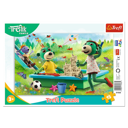 Puzzle ramkowe Trefliki, Zabawa w piaskownicy, 15 el. Trefl