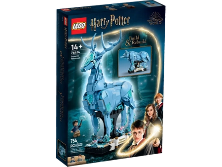 Klocki Lego Harry Potter 76414 Expecto Patronum 2 w 1, 754 el., można zbudować patronusa jelenia lub wilka, 2 figurki, duży zestaw, oryginalne, wiek 14 lat+