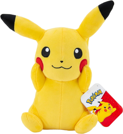 Pokemon, Maskotka pluszowa żółty Pikachu, 19/25 cm, główny bohater z bajki, oryginalna zabawka, solidny pluszak, bardzo miły w dotyku, producent Jazwares, wiek dziecka 2+