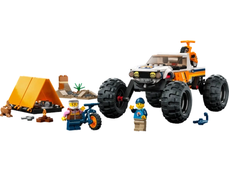 Klocki Lego City 60387 Przygody samochodem terenowym z napędem 4x4, 252 el., samochód, 2 figurki, namiot, fajny prezent dla chłopca, zabawka dla sześciolatków i starszych