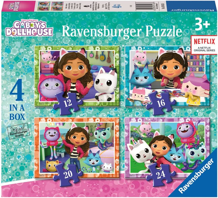 Ravensburger, DreamWorks Koci Domek Gabi, Puzzle 4 układanki, 4-w-1, 12-16-20-24 el., dla młodszych dzieci