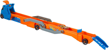 Hot Wheels, Pojazd ciężarówka z transformacją w tor wyścigowy, z wyrzutnią i miejscem na 9 samochodów