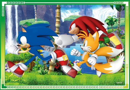 Sonic the Hedgehog, Puzzle 4-w-1, cztery układanki 12-16-20-24 el. Clementoni, obrazki 19 x 14 cm