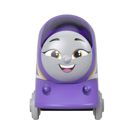 Tomek i Przyjaciele, Lokomotywa Kana, fioletowa, jedna z bohaterek bajki, zabawka oryginalna, renomowany producent Fisher Price, metalowa z plastikowymi kółeczkami, wiek dziecka 3+