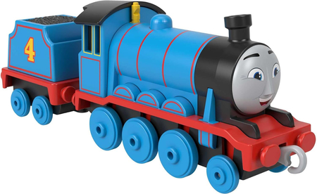 Fisher Price, Tomek i Przyjaciele, Pociąg lokomotywa Gabryś Gordon z wagonikiem, wykonany z metalu i plastiku, solidny, dla dzieci fanów bajki w wieku 3+