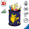 Ravensburger, Pokemon, Puzzle przestrzenne 3D Pikachu 54 el. Przybornik na ołówki i długopisy, Organizer z puzzli na biurko dla dzieci