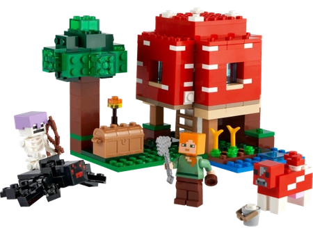Klocki Lego MINECRAFT 21179 Dom w grzybie, 272 elementy, oryginalne klocki, zestaw dla fanów gry i nie tylko, wiek 8+
