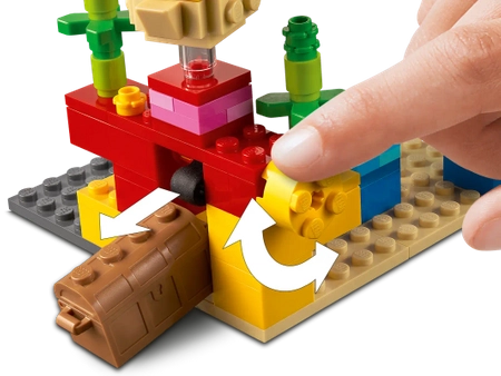 Klocki Lego Minecraft 21164, Rafa Koralowa, 2 figurki: Alex i utopiec, 92 elementy, wysoka jakość, oryginalne klocki, wiek dziecka 7+, dostępne od ręki, szybka wysyłka