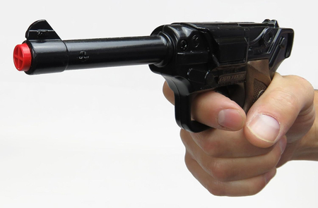 Gonher, Metalowy pistolet z obrotowym bębenkiem 8 strzałów, Mały Policjant 124/6, wiek dzieci 3+, policyjny, idealny prezent dla chłopca