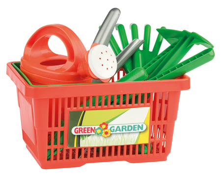 Włoskie Zabawki ogrodowe - Koszyk z narzędziami - Mały Ogrodnik 61,, wyprodukowane we Włoszech, wysoka jakość, 9 elementów