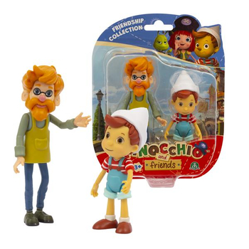 Pinokio i przyjaciele, figurki 2-pak, Pinokio i Tatko Geppetto, zestaw 2 figurek, można ruszać kończynami, od renomowanego producenta, oryginalne licencyjne zabawki, dla dzieci w wieku 3+