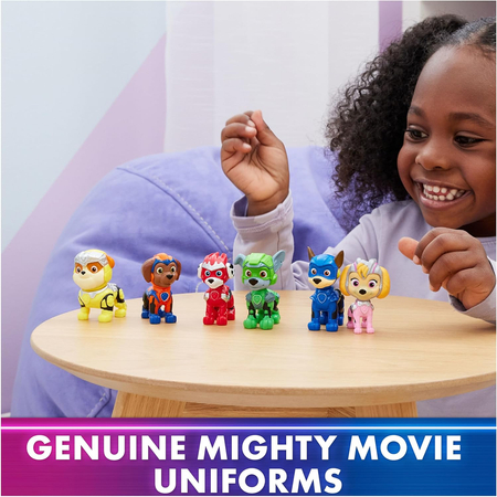 Spin Master, Psi Patrol Film 2, Paw Patrol Mighty Movie, zestaw figurki, 6 figurek piesków z bajki, zestaw prezentowy