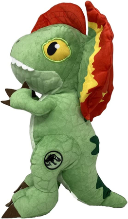 Park Jurajski, Jurassic World Dominion, Maskotka pluszowa Dinozaur Dilofozaur 30 cm, miły plusz, oficjalna zabawka na licencji, wiek 0+