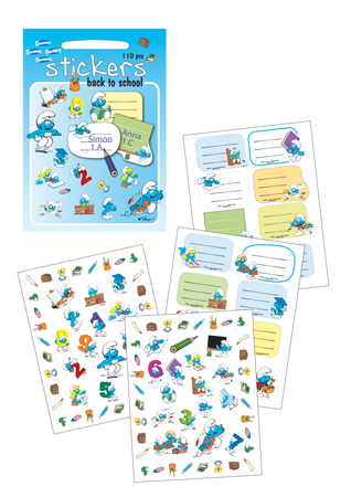 Smerfy - naklejki ze Smerfami - Powrót do szkoły - 110 sztuk