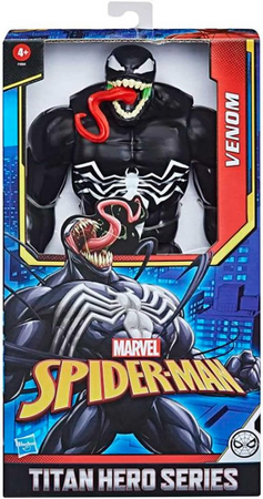 Hasbro, Marvel Spiderman, Duża figurka Venom, seria Titan Hero Series, dla fanów filmów Marvela, 29 cm, ruchome kończyny,, wiek dziecka 4+